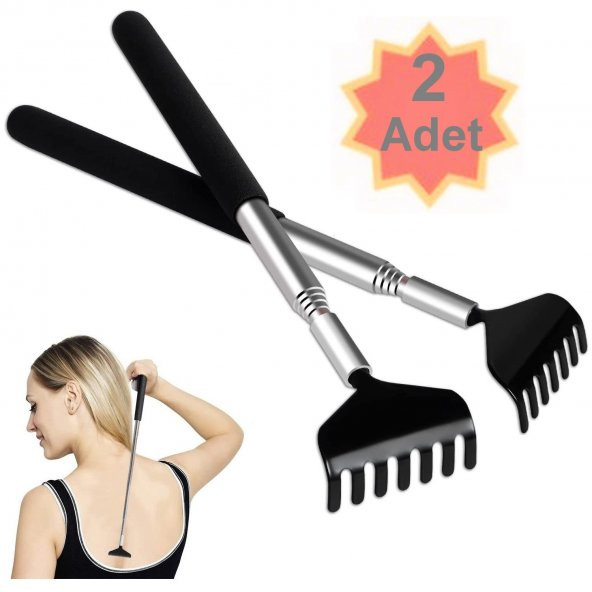 2 Adet Teleskobik Sırt Kaşıyıcı Metal Kaşağı Kaşıma Aleti Uzayan Sırt Kaşıma Aparatı ürün görseli 1
