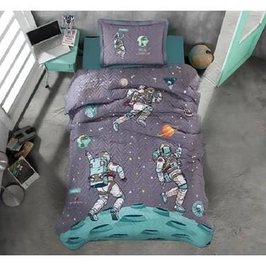 Clasy Ranforce Tek Kişilik Yatak Örtüsü Seti Space - Resim 2