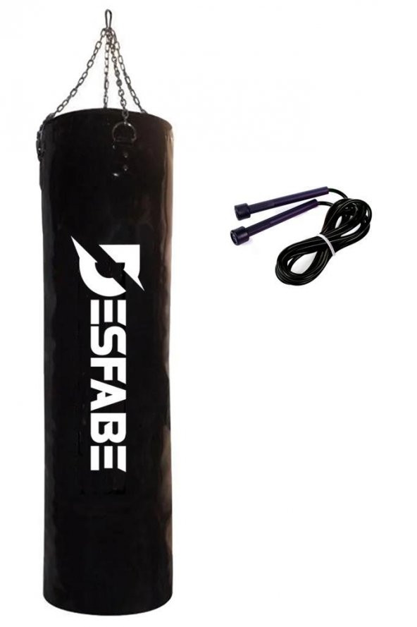Desfabe Boxing Star 120x32 Cm Zincirli Boks Kum Torbası Siyah+Atlama İpi ürün görseli 1