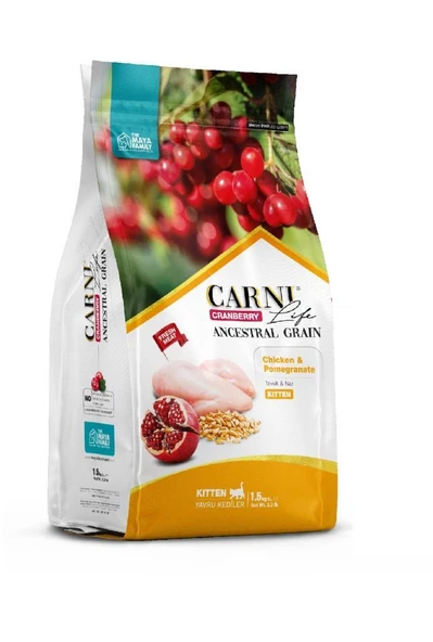 Carni Life Kızılcık Tavuklu ve Narlı Yavru Kedi Maması 1.5 Kg ürün görseli 1