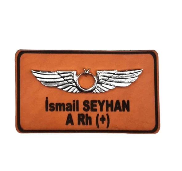 Deri Metal Rozetli Pilot İsimliği Tulum İsimlik - Deri İsimlik - Pilot İsimlik ürün görseli 1