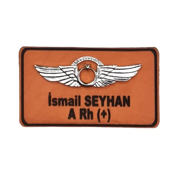Deri Metal Rozetli Kıdemli Pilot İsimliği Tulum İsimlik - Deri İsimlik - Pilot İsimlik ürün görseli 1