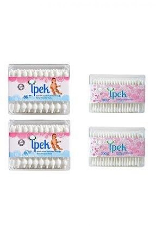 İpek Bebek Kulak Çöp 60 Lı 2 Li + 200 Lü Kulak Çöp 2 Adet ürün görseli 1