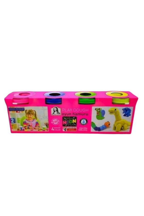Oyun Hamuru 4 Lü Neon Renk Su Bazlı Play Dough 480 Gr1 Paket Mona Lisa Oyun Hamuru ürün görseli 1