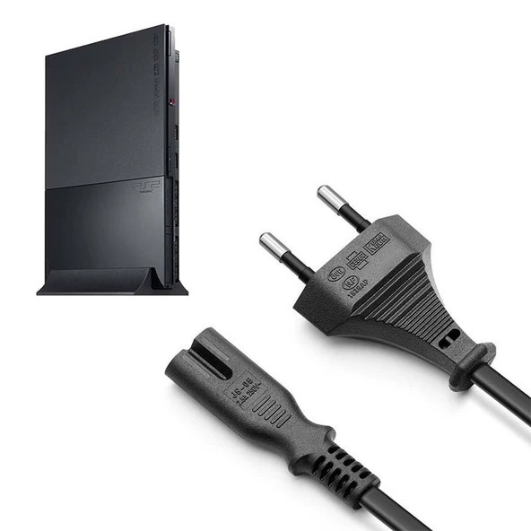 PS2 Güç Kablosu Playstation 2 Uyumlu Güç Kablosu Power 2 pin Kablo ürün görseli 1