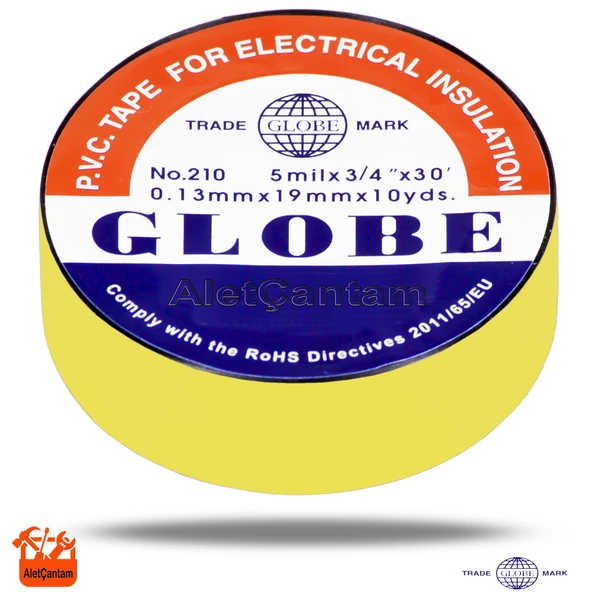 Globe Elektrik Bandı İzole Bant  1 Adet- Sarı ürün görseli 1