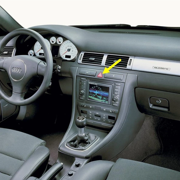 Audi A6 2002-2005 Kırmızı Üçgen Dörtlü Flaşör Düğmesi 4B0941509K ürün görseli 1