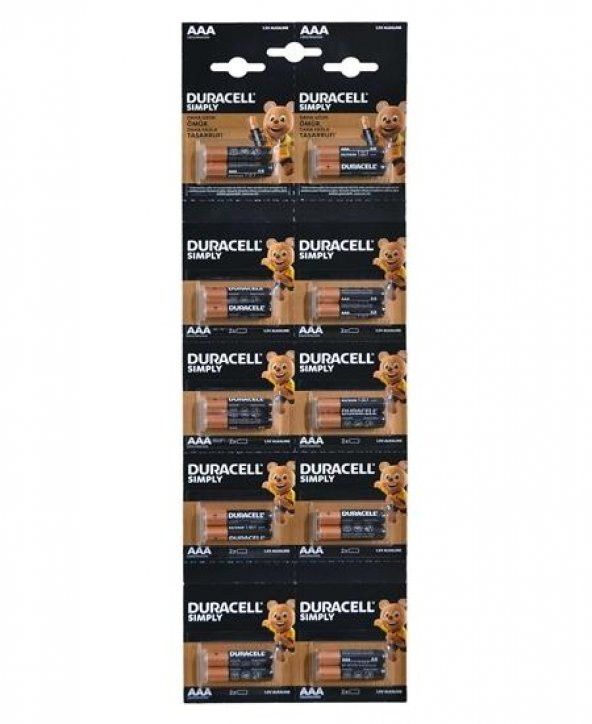 DURACELL INCE KALEM PIL KARTELA 20LI (AAA) ürün görseli 1