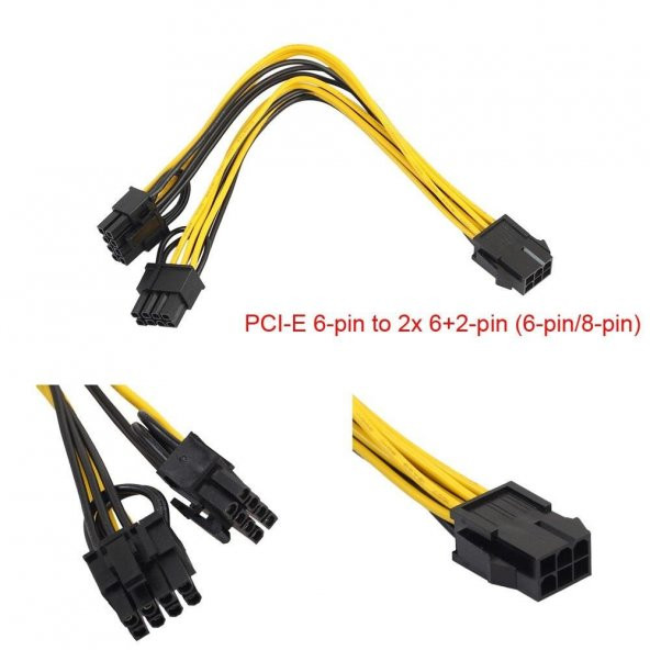 8 Pin to 2x 6+2 Pin Ekran Kartı Güç Çoklayıcı Kablo ürün görseli 1