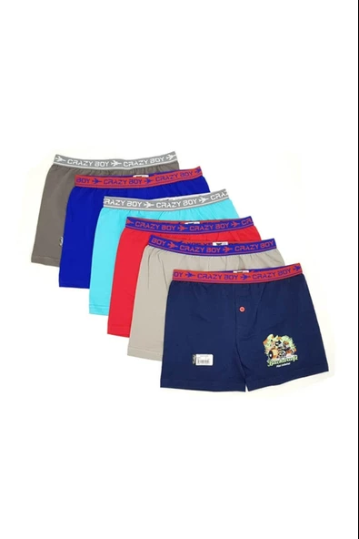 6 Lı Paket Tutku Erkek Çocuk Elastan Pamuk Baskılı Boxer 0253 ürün görseli 1