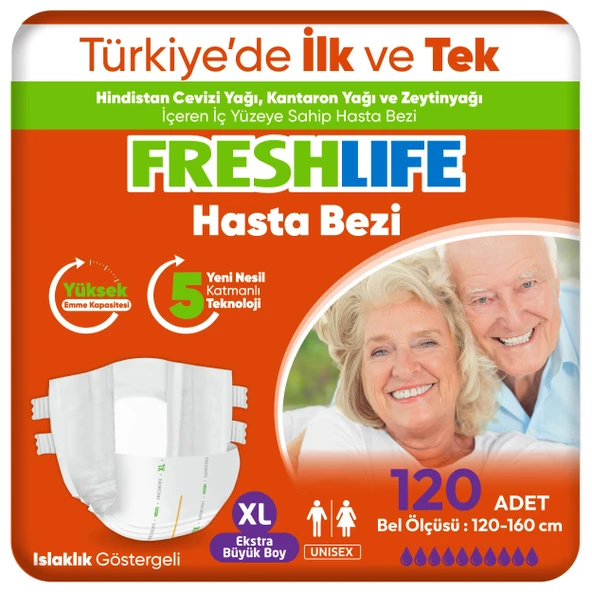 4'lü Freshlife Xlarge Bel Bantlı Yetişkin Hasta Bezi 30x4 (120 Adet) ürün görseli 1