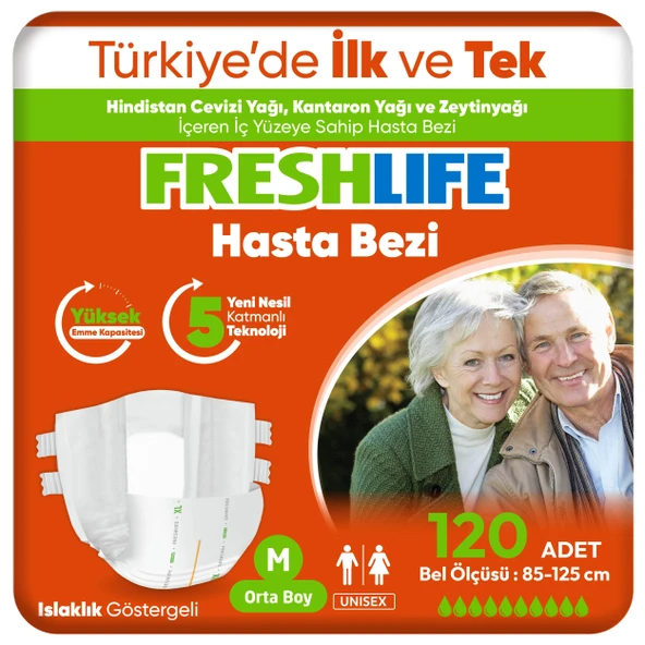 4'lü Freshlife Medium Bel Bantlı Yetişkin Hasta Bezi 30x4 (120 Adet) ürün görseli 1