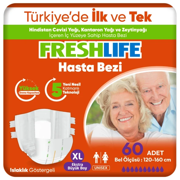 2'li Freshlife Xlarge Bel Bantlı Yetişkin Hasta Bezi 30x2 (60 Adet) ürün görseli 1