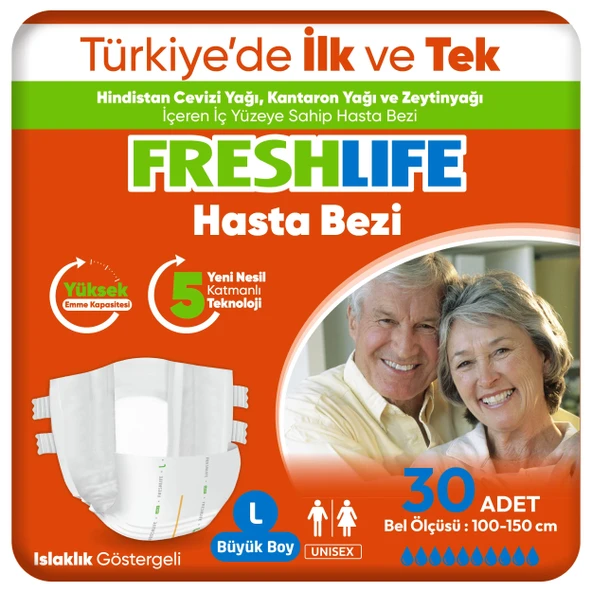 Freshlife Large Bel Bantlı Yetişkin Hasta Bezi 30 Adet ürün görseli 1