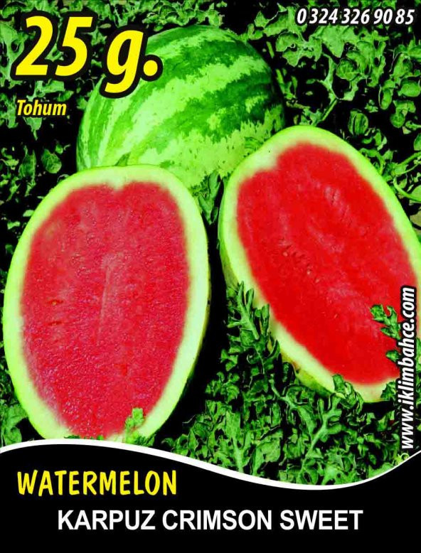 Karpuz Tohumu Crimson Sweet - 25 G. (~ Takribi 175 Tohum ) ürün görseli 1
