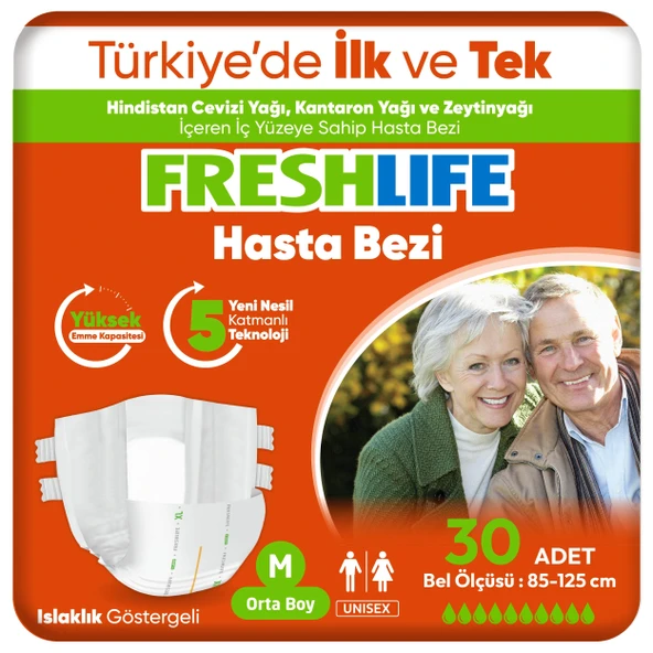 Freshlife Medium Bel Bantlı Yetişkin Hasta Bezi 30 Adet ürün görseli 1