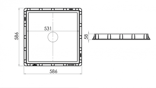 55x55 Rögar Kapağı / Çerçeve+ Düz Kapak - Resim 2