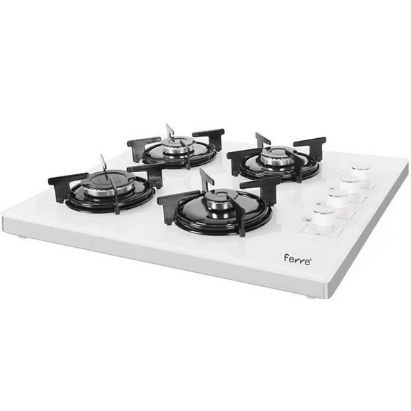 Ferre B2240 CE 4 Gözü Gazlı Beyaz Cam Set Üstü Ocak ürün görseli 1