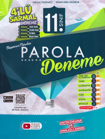 EVRENSEL 11.SINIF SARMAL 4 LÜ DENEME ( PAROLA ) ürün görseli 1