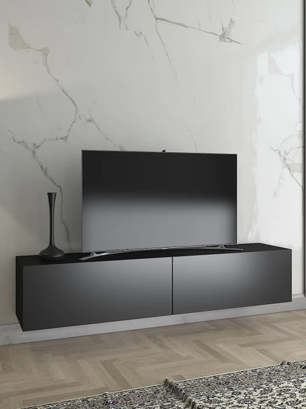 Wood'n Love Toprak 150 Cm Duvara Monte Tv Ünitesi - Siyah / Siyah ürün görseli 1
