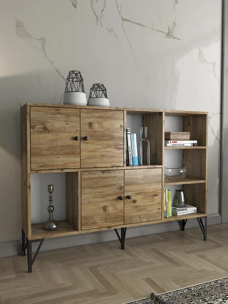 Wood'n Love Rüzgar 140 Cm Metal Ayaklı Konsol - Atlantik Çam / Siyah ürün görseli 1