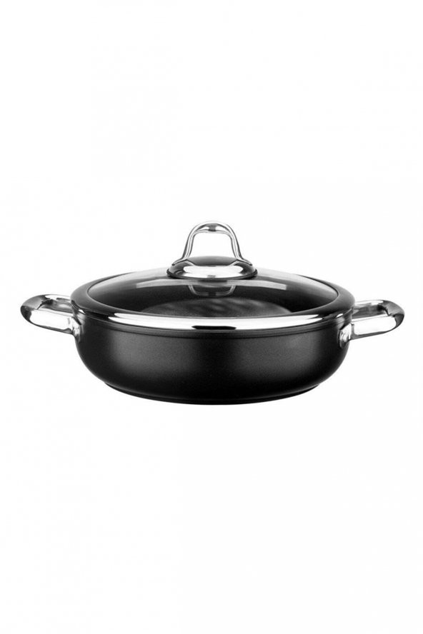Leggno Master Serisi Titanium Çelik Kulplu Sığ Siyah Tencere 24 cm MST2828ST24BK ürün görseli 1