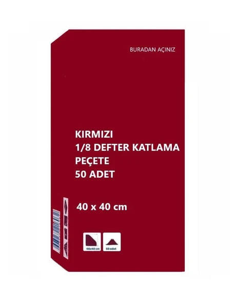 Omnisoft 40x40 cm 1/8 Defter Katlama Servis Peçetesi 50 Adet Kırmızı ürün görseli 1