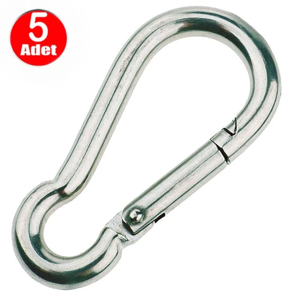 Aletçantam 8 mm Yaylı Karabina Salıncak Hamak Askı Kanca Kilidi -5 Adet ürün görseli 1