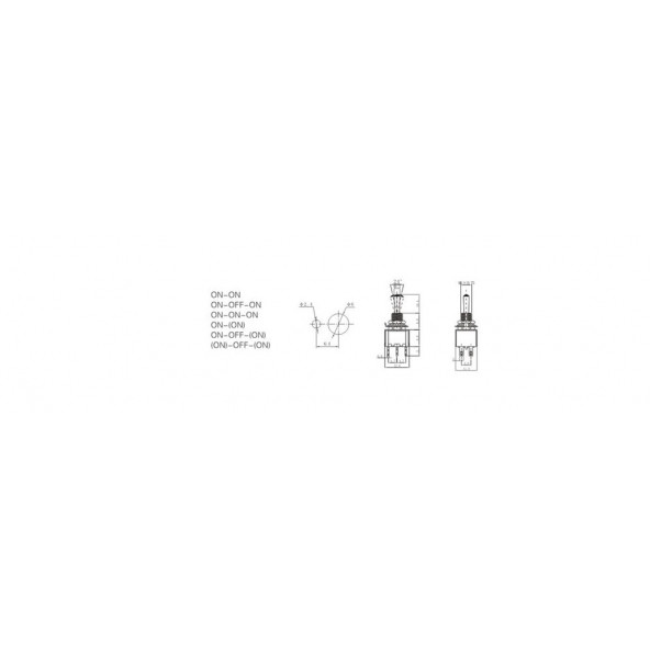 TOGGLE SWITCH (ON)-OFF-(ON) 6P (MTS-223) YAYLI - Resim 2