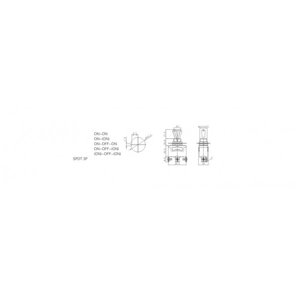 Toggle Switch 3P ON-OFF 12mm - Resim 3