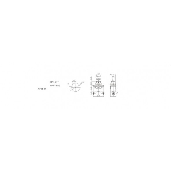 Toggle Switch 2P ON-OFF 12mm - Resim 2