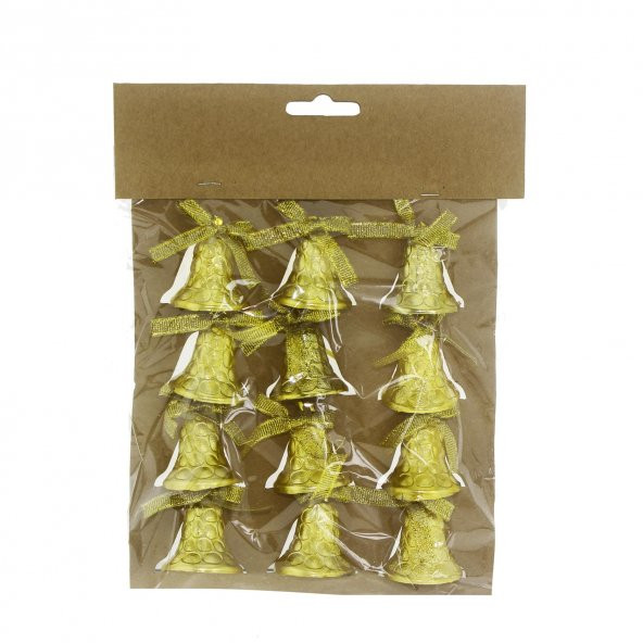 12 Adet 3,5X3,5cm Plastik Çan Ağaç Süsü - Resim 4
