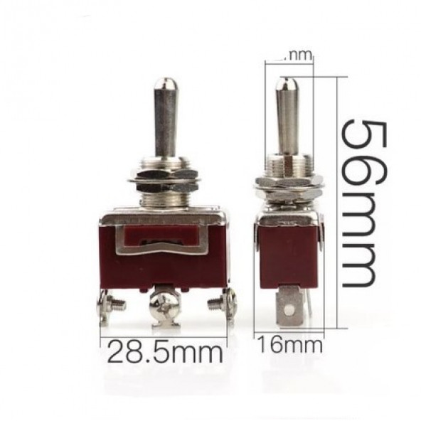 Toggle Switch 3P OFF-MOM 12mm - Resim 2