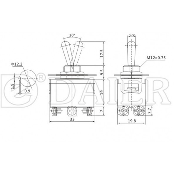 TOGGLE SWITCH BÜYÜK BOY ON-OFF 6P VİDALI - Resim 2