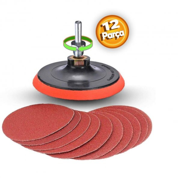 Cırt Zımpara Seti + Matkap Aparatı + 115 mm Taban (12 PARÇA SET) ürün görseli 1