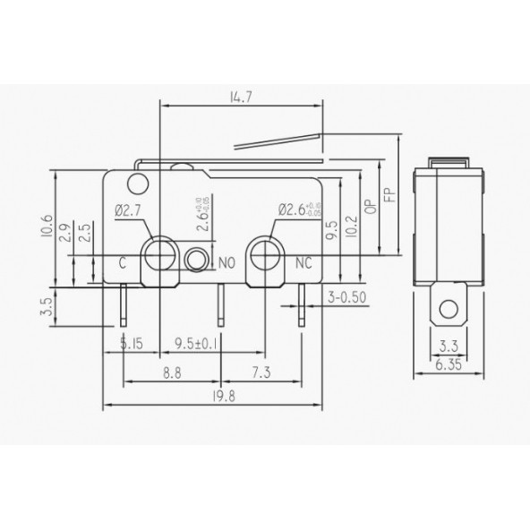 Micro Switch İğne (PCB) Bacak Paletli Donghai Marka - Resim 2