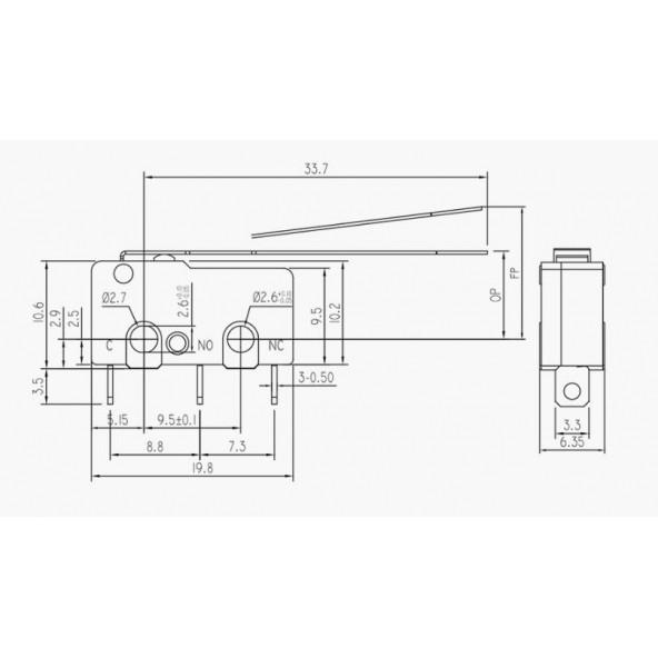Micro Switch İğne (PCB) Bacak Uzun Paletli - Resim 2