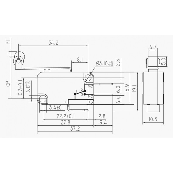 Micro Switch Uzun Makaralı KW1-103-7 - Resim 2