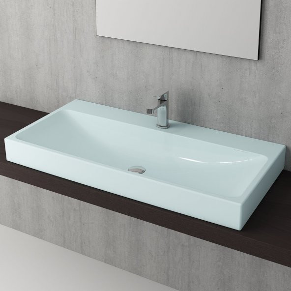 Bocchi Scala Tezgah Üstü Lavabo 100 cm Mat Buz Mavi ürün görseli 1