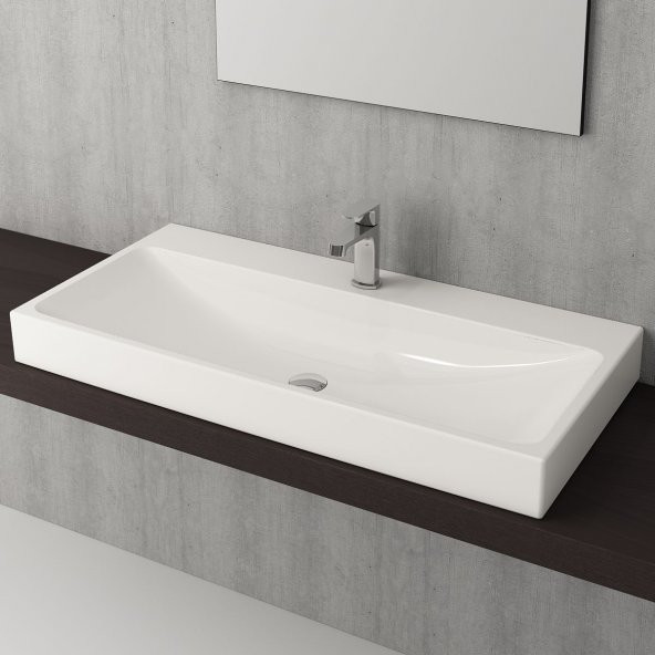 Bocchi Scala Tezgah Üstü Lavabo 100 cm Parlak Bisküvi ürün görseli 1