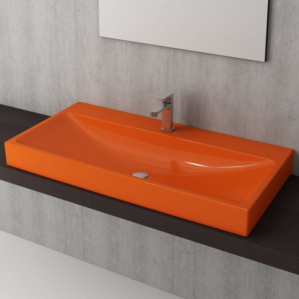 Bocchi Scala Tezgah Üstü Lavabo 100 cm Parlak Turuncu ürün görseli 1