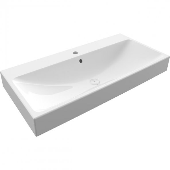 Bocchi Scala Tezgah Üstü Lavabo 100 cm Mat Beyaz 1079-002-0126 ürün görseli 1