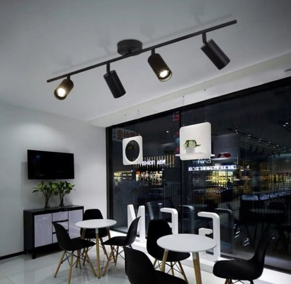 MYLİGHTS LED SPOT LED AVİZE SİYAH 4LÜ AVİZE GÜNIŞIĞI LED AMPULLÜ ürün görseli 1