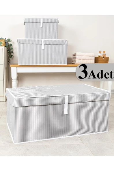 3 Adet Çok Amaçlı Düzenleyici Kutu Mega Plus Gri ürün görseli 1