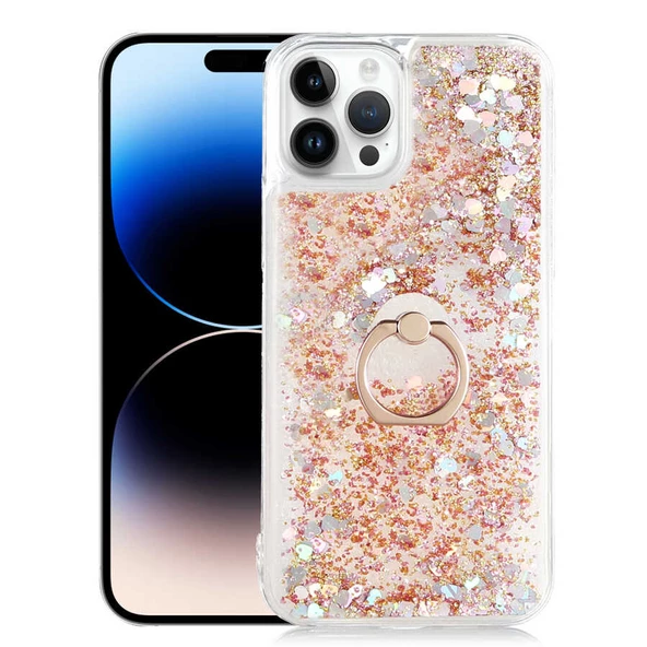 Apple iPhone 14 Pro Kılıf Zore Milce Simli Pullu Yüzüklü Kılıf ürün görseli 1