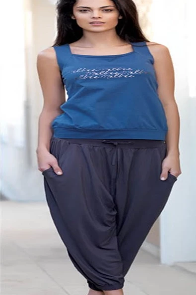 21519 Bayan Yazlık Poly Şalvarlı Pijama ürün görseli 1