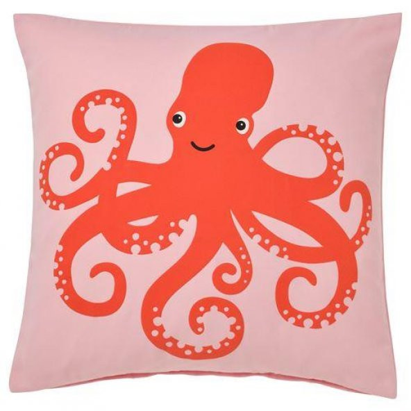 Ahtapot Desenli Kırlent Kılıfı MeridyenDukkan Pembe 50x50 cm Desenli Kırlent ürün görseli 1