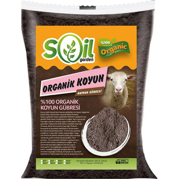 Soil Garden 100 Organik Hayvansal Gübre 10 Lt Koyun Gübresi ürün görseli 1