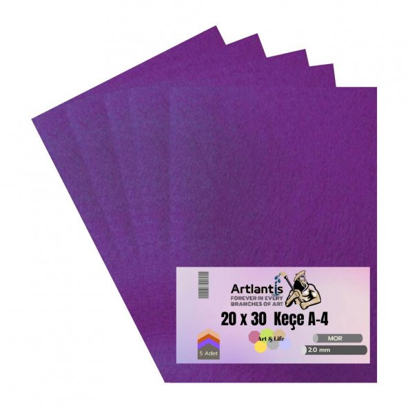 Mor Keçe A4 2 mm 20x30 cm 5 li 1 Paket Okul Kreş Etkinlik ürün görseli 1