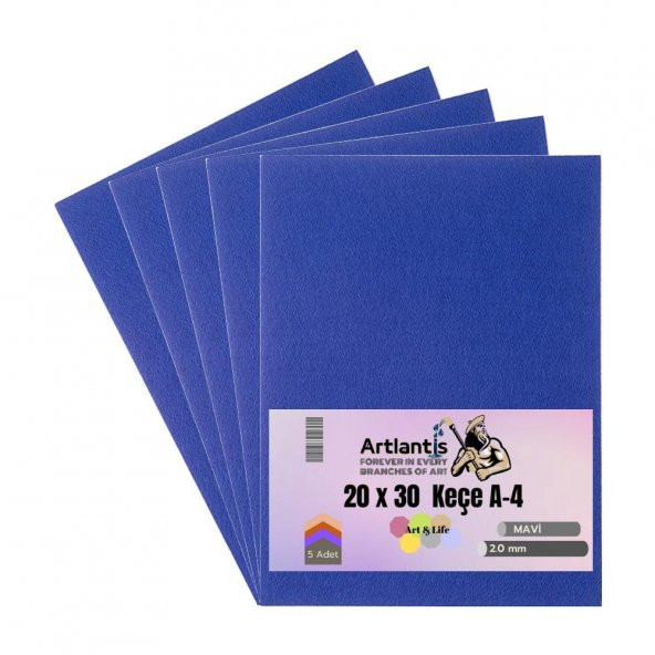Mavi Keçe A4 2 mm 20x30 cm 5 li 1 Paket Okul Kreş Etkinlik ürün görseli 1